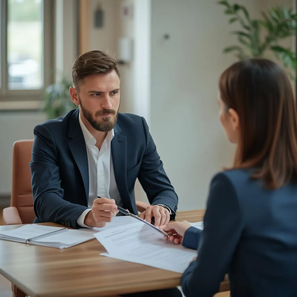 Asesor financiero de Alpha Inversiones con cliente